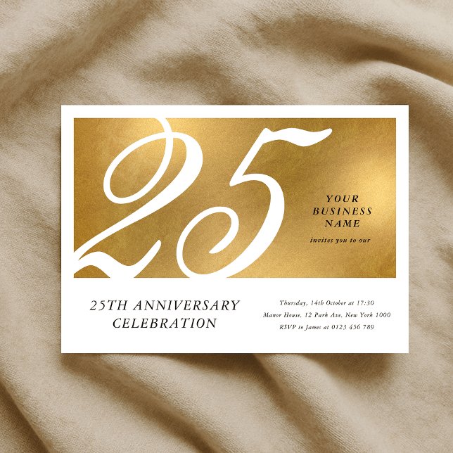 Elegant Guld Effect Corporate Business Anniury Inbjudningar (Elegant Gold Effect Corporate Business Anniversary Invitation)