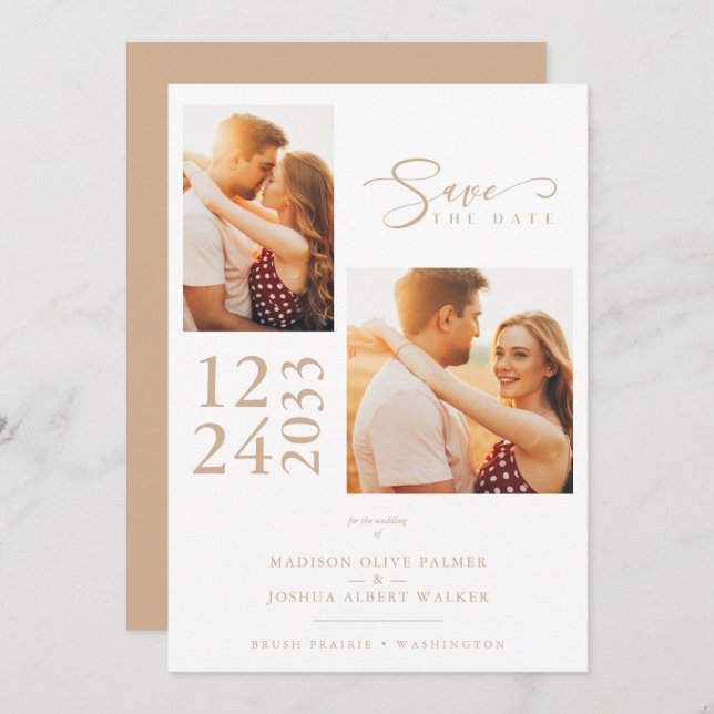 Elegant Guld Effekt 2 Foton sofistikerade Bröllop (Fram/baksida)