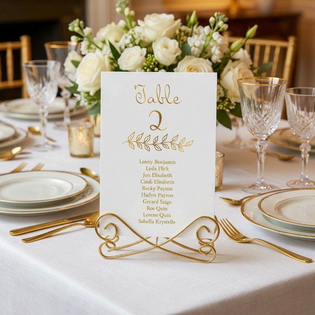 Elegant Guld, effekt Bordsnummer 2 Sittdiagram (Elegant Gold effect Table Number 2 Seating Chart.)