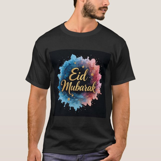 Elegant Guld Eid Mubarak Calligraphy T Shirt (Framsida)
