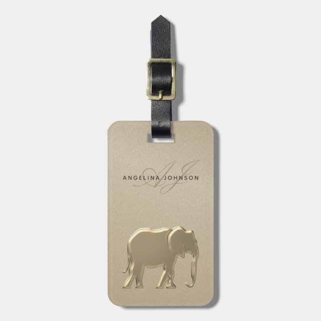 Elegant guld elefant bagagelapp för henne (Vertikal Framsida)