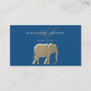 Elegant Guld Elefant Klassisk Blå Professionell Visitkort