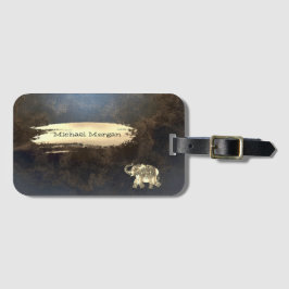 Elegant Guld-elefant,Penseldrag,Läderutseende Bagagebricka