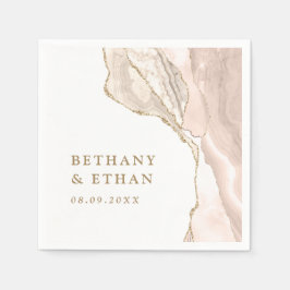 Elegant Guld Elfenbenskusten Agate Bröllop Pappersservett