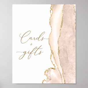 Elegant Guld Elfenbenskusten Bröllopskort och gåvo Poster