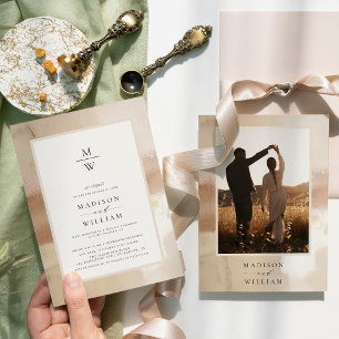 Elegant Guld Elopementsbröllop Inbjudningar