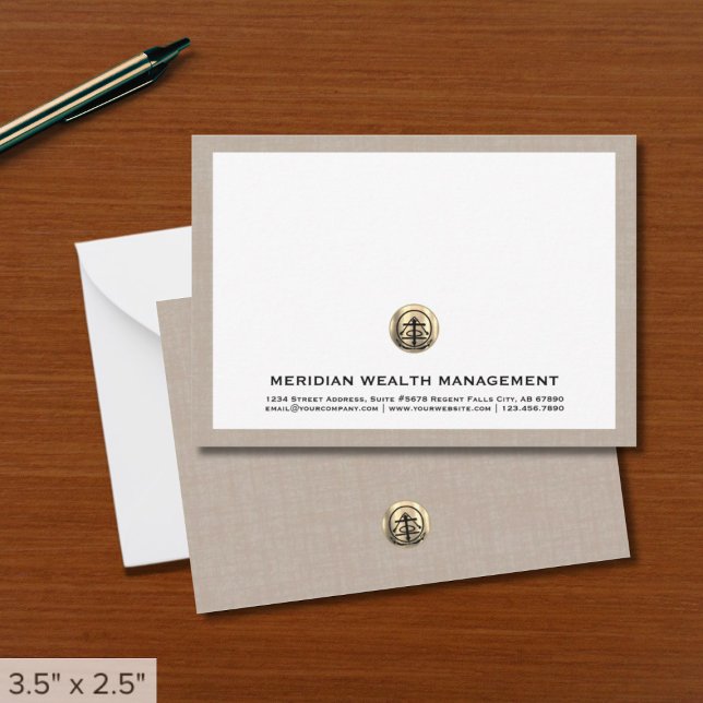 Elegant Guld Emblem Business Note Card Anteckningskort (Skapare uppladdad)