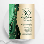 Elegant Guld Emerald Grönt Agate 30års födelsedag Inbjudningar<br><div class="desc">Emerald grönt och guld agate 30års födelsedag bjudan. Elegantens moderna design med vattenfärgad bakgrund,  faux glitter guld och typsnitt för färgskript. Trendig inbjudan-kortets perfekt för en snyggt kvinnor i firande. Skrivna Zazzle-inbjudningar eller digital utskrivbar mall för omedelbar nedladdning.</div>