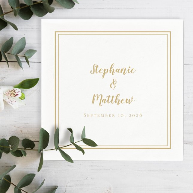 Elegant Guld enkel modern, minimalistisk Bröllop Pappersservett (Elegant Gold Simple Modern Minimalist Wedding Napkins)