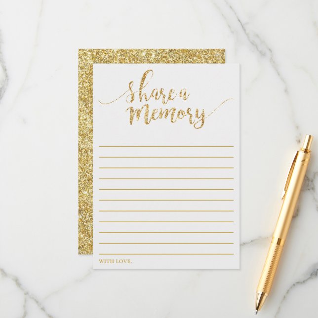 Elegant Guld  ett minneskort för Glitter Rådkort (Fram/Back In Situ)