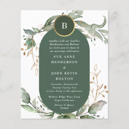 Elegant Guld Eucalyptus Budget Boho Moss Grönt Flygblad