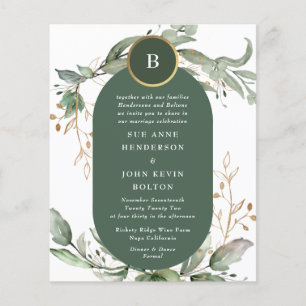 Elegant Guld Eucalyptus Budget Boho Moss Grönt Flygblad