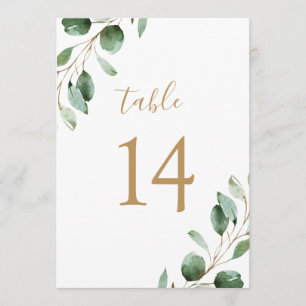 Elegant Guld Eucalyptus Greenery 5x7 Bordsnummer