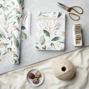 Elegant Guld Eucalyptus Greenery Löv Presentpapper