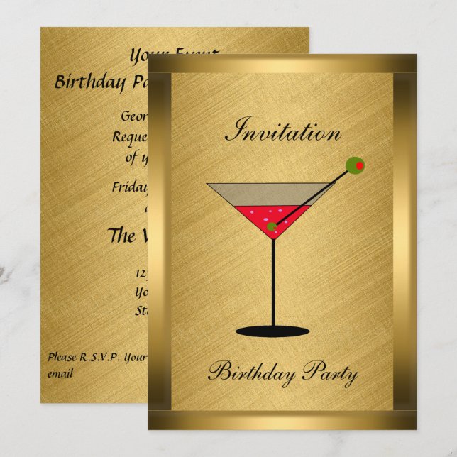 Elegant guld evenemangs inbjudan (Fram/baksida)