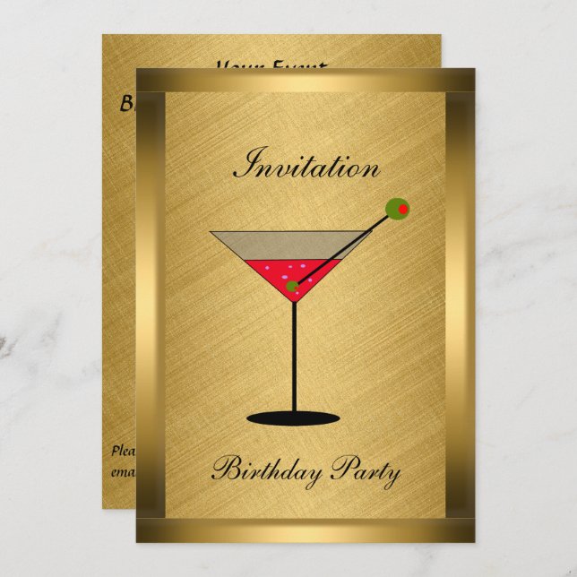 Elegant guld evenemangsinbjudan inbjudningar (Fram/baksida)
