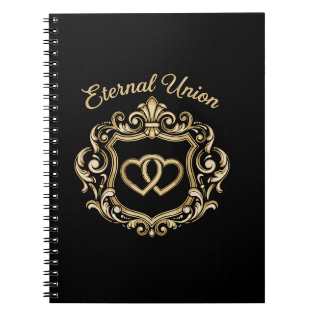 Elegant Guld Evig Union Vigsel Crest | Utförlig Anteckningsbok (Framsidan)