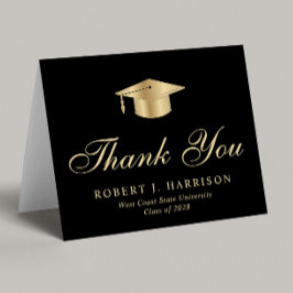 Elegant guld examensmössa svart examen tack kort