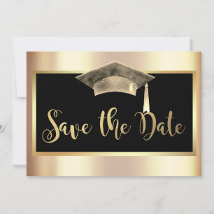 Elegant guld examensmössa tofs Save The Date Spara Datumet