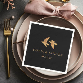 Elegant Guld Fåglar Bröllop Pappersservett