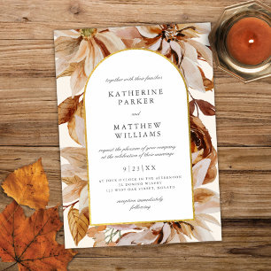 Elegant Guld Fall Watercolor Blommigt Bröllop Inbjudningar