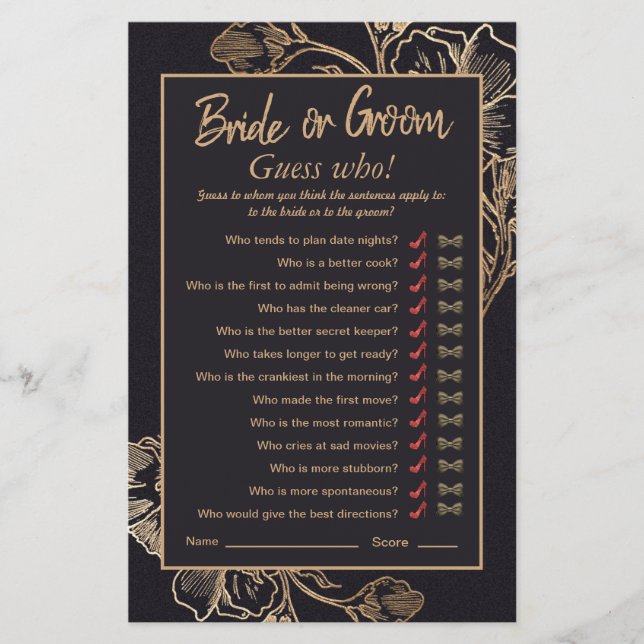 Elegant guld falska metallrosor bröllopsfest spel (Framsida)