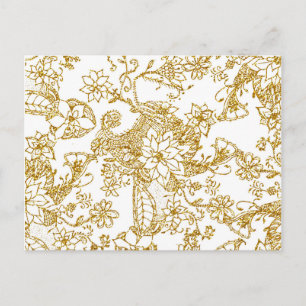 Elegant guld falskt glitter handritat blomster mön vykort