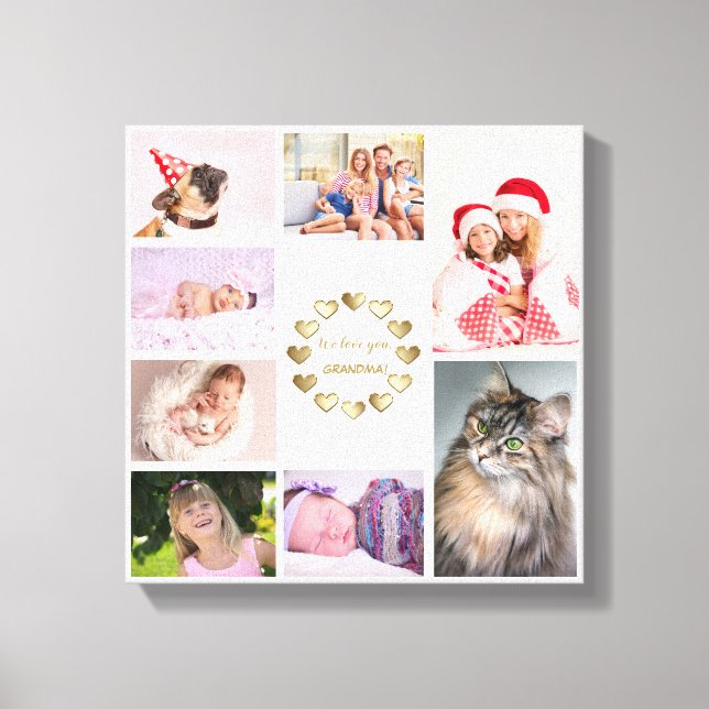 Elegant guld familjefoto collage mors dag canvastryck (Framsida)