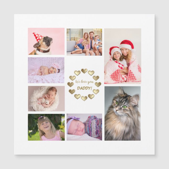 Elegant Guld Family Photo Collage Far's Day (Framsida)