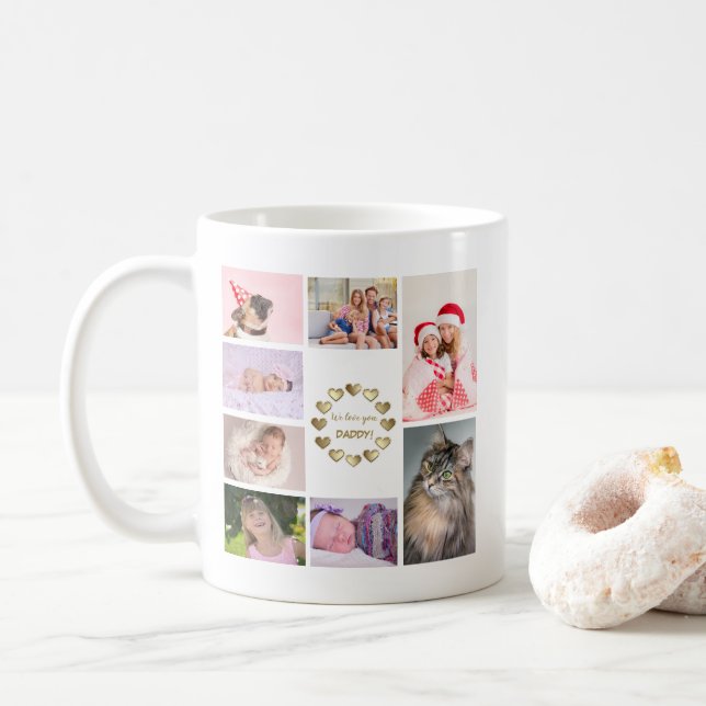 Elegant Guld Family Photo Collage Far's Day Kaffemugg (Med munk)