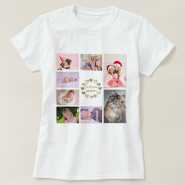 Elegant Guld Family Photo Collage Mors dag T Shirt