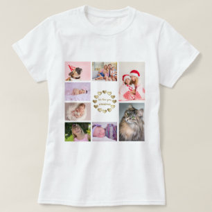 Elegant Guld Family Photo Collage Mors dag T Shirt