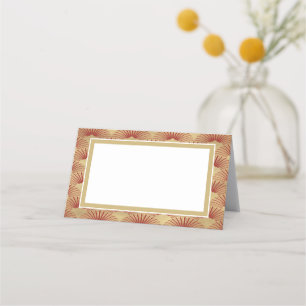 Elegant Guld Färgad Art Deco Red Fläkt Bröllop Placeringskort