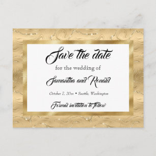 Elegant Guld Faux Foil Bröllop spara datum Meddelande Vykort