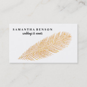 Elegant Guld Faux Glitter Feather Visitkort