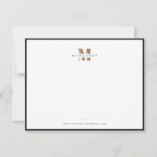 Elegant guld fet bokstav Enkel monogramnamn Anteckningskort