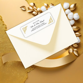 Elegant Guld Filigree, Bröllop Returadress Etikett