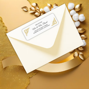 Elegant Guld Filigree, Bröllop Returadress Etikett