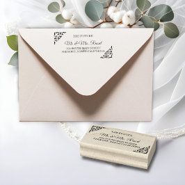 Elegant Guld Filigree, Bröllop Returadress Stämpel