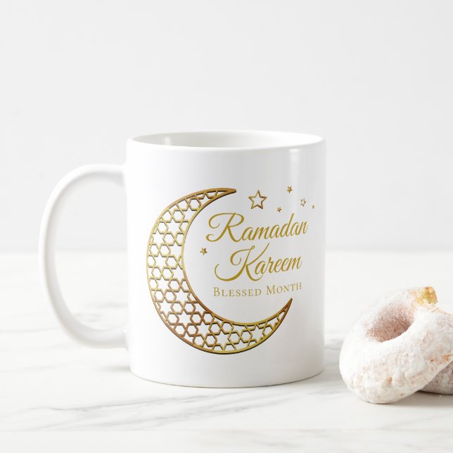 Elegant guld filigree halvmåne Ramadan Kareem Kaffemugg (Med munk)