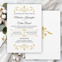 Elegant Guld Filigree on White, Bröllop