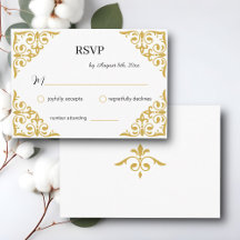 Elegant Guld Filigree on White, Bröllop OSA