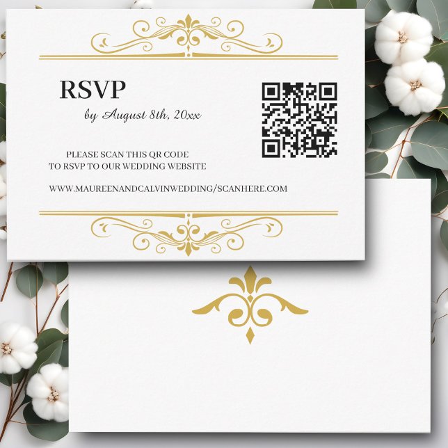 Elegant Guld Filigree on White, OSA QR Code (Skapare uppladdad)