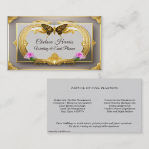 Elegant Guld Filigree Vacker Butterfly & Ro Visitkort