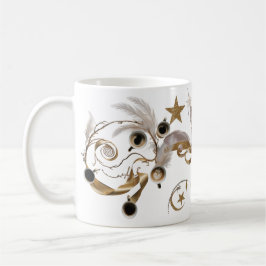 Elegant Guld Fjäder Virvel Kaffe Konst Klassiker Kaffemugg