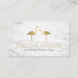 Elegant Guld Flamingos Event Planner White Marble Visitkort