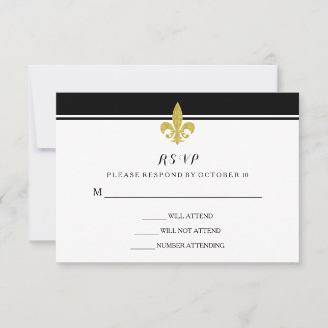 Elegant Guld Fleur de Lis Black and White OSA (Framsida)