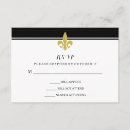 Elegant Guld Fleur de Lis Black and White OSA Kort