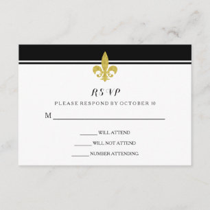 Elegant Guld Fleur de Lis Black and White OSA Kort