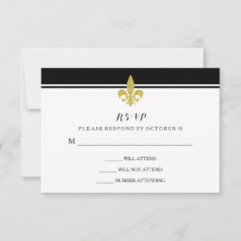 Elegant Guld Fleur de Lis Black and White OSA Kort